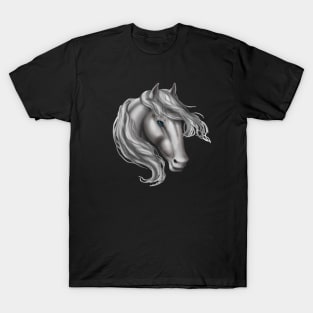 Horse Head - White with Blue Eyes T-Shirt